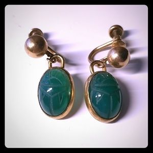 12k Antique Gold-filled WRE Scarab Earrings